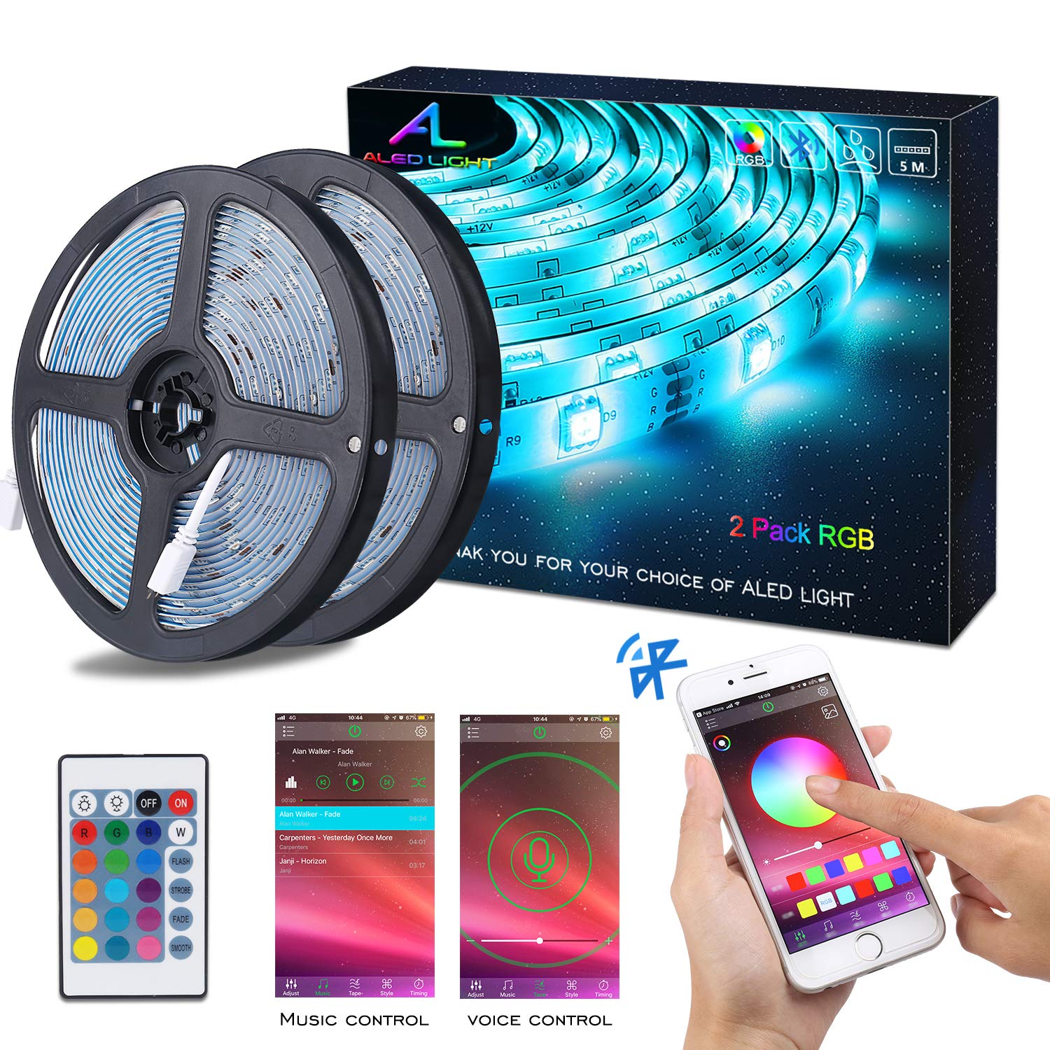 Bluetooth LED Strip Lights ALED LIGHT 5050 10M 2 x 5M 300 LED Stripes Lights 706973935164 eBay