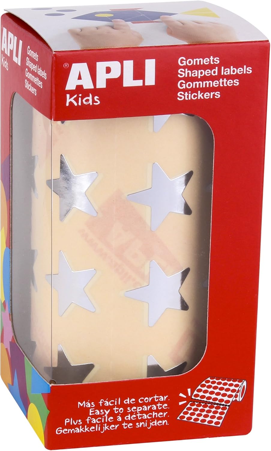 APLI Kids 12045 Roll of 1416 Star Stickers Silver, 19,5 mm