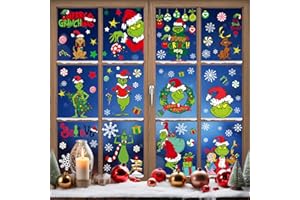 SARYBEI Christmas Window Clings Xmas Decor - 90 PCS Reusable Double Sided Static Window Stickers - Merry Christmas Gel Decals for Xmas Decorations Indoor Party Supplies