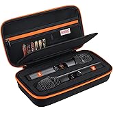 BOVKE Microphone Case Compatible with JBL Wireless Two Microphone System, Carrying Case for JBL 2X Digital PartyBox Wireless Mic for Singing or Karaoke, Extra Space for Receiver, Batteries, Black