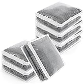 6 Pack Clear Zippered Storage Bag for Clothes, Plastic Sweater Storage Bags with Zipper, Vinly Foldable Blanket Containers Bed Sheet Quilt Pillow Organizer Moving Bag (11.81 × 11.81 × 3.9 inches)