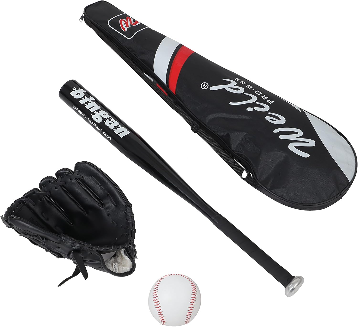 Kit de béisbol compuesto por bate de aluminio, guante de piel ...