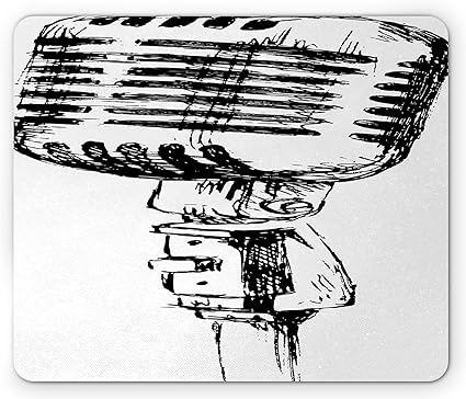 Amazon Co Jp 音楽マウスパッド 手描き モノクロ 古いマイク 歌うハッピータイムズ エンターテイメントイラスト 標準サイズ 長方形 ノンスリップ ゴムマウスパッド ブラック ホワイト 9 8 X 11 8 X 0 118 インチ 文房具 オフィス用品