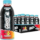 GHOST Hydration Drink, Zero Sugar, 12 Pack, Strawbango - 16.9 Fl Oz | RTD Sports Drink with Electrolytes, Natural Vitamins &amp; Minerals - All Day Hydration Beverage - Zero Caffeine &amp; Zero Sugars