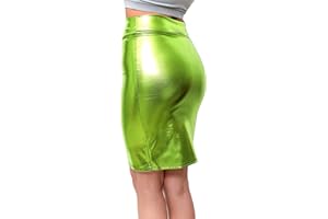 SACASUSA High Waisted Shiny Metallic Liquid Wet Look Pencil Skirt 10 Colors