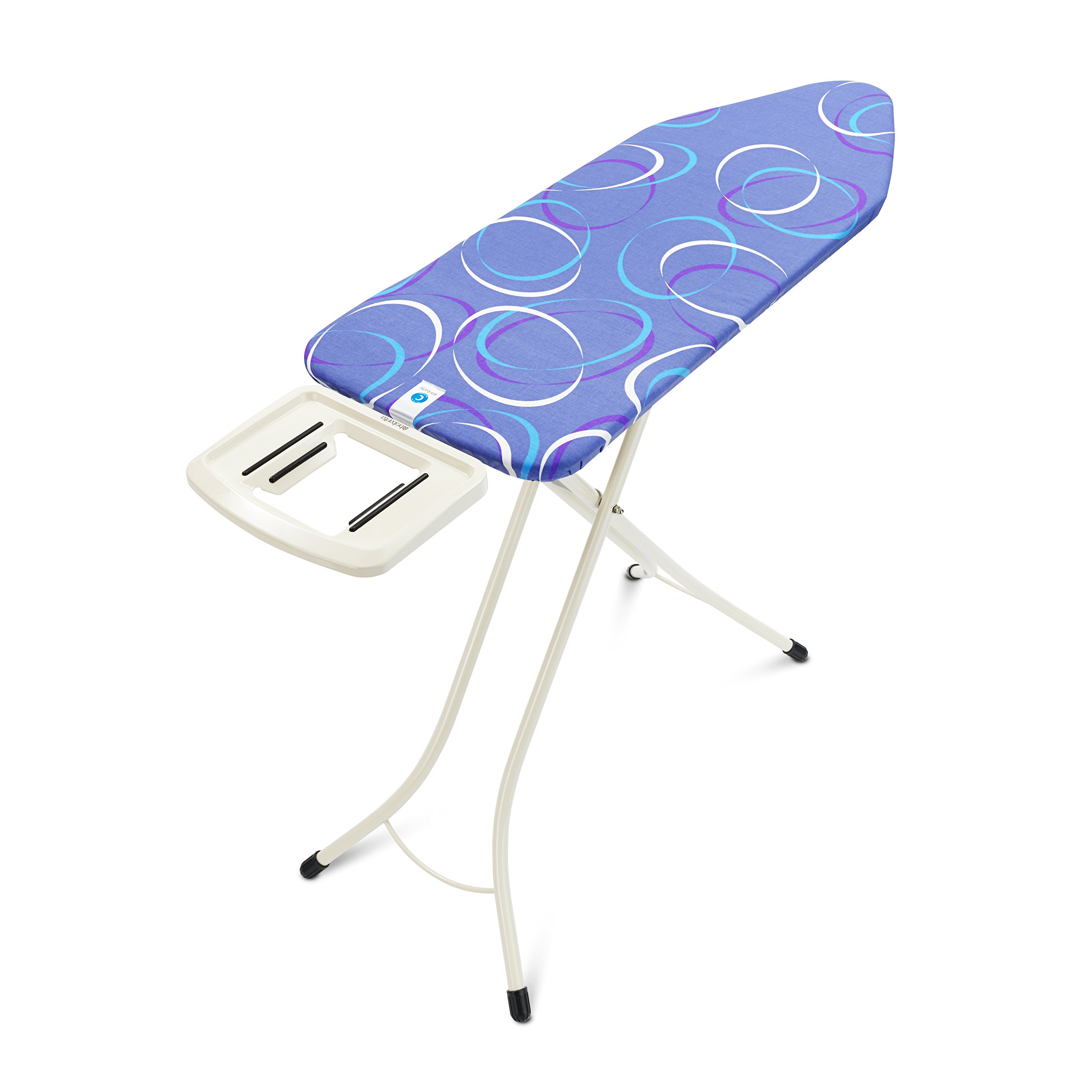 Brabantia Size C Ironing Board (49 x 18 in) 7 Height Options, Adjustable Steam Iron Rest Holder (Moving Circles) Non-Slip Feet, Anti-Collapse Child Locks