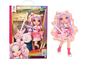 Rainbow High Jr High Rock Band - Bella, Pink 9” Fashion Doll with Guitar, Customize with Stickers, Posable, Great Toy Gift for Kids Ages 4+
