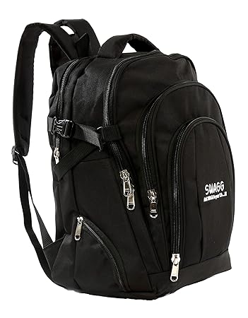 SWAGG Casual Unisex Laptop Backpack Fit Upto 17 Inch Laptops - Travel Hiking Fashion Business Bag for Men Women, School College Office (Black)