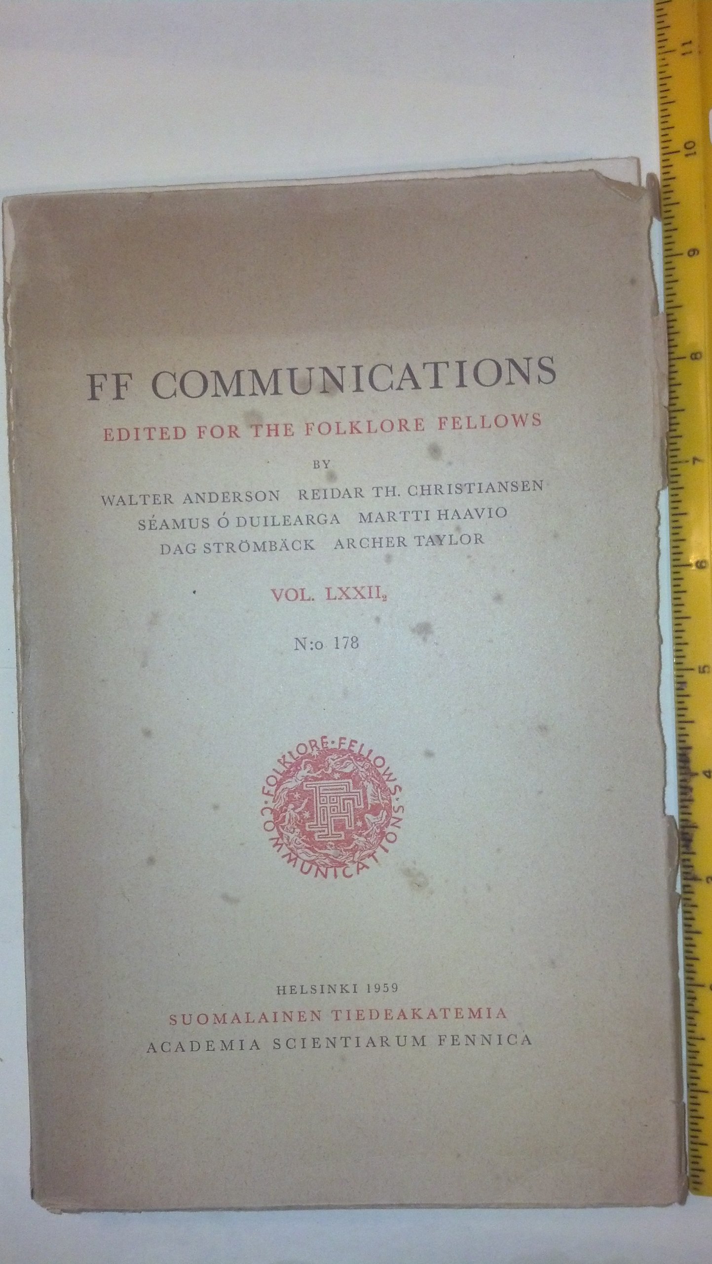 Ff Communications Edited For The Folklore Fellows Vol Lxxii No 178 Anderson Walter Christiansen Reidar Th Et Al Amazon Com Books