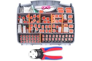 Knoweasy 540PCS Deutsch DT Connectors Kit with KN16 Deutsch Crimper- Automotive Electrical Connector,2/3/4/6/8/12 Pin DT Connectors with Removal Tool for Construction, Truck, Marine