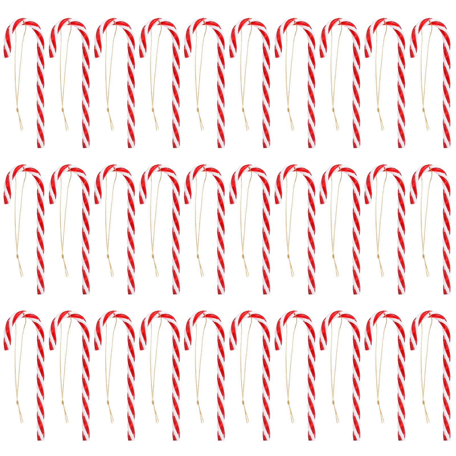 Naler 30pcs Candy Cane Christmas Decorations Christmas Tree ornaments Plastic Candy Canes for Hanging Tree Wall Home Party Christmas Decorations, Red and White