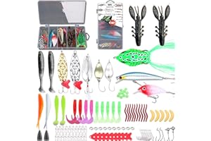 EXAURAFELIS Fishing Gear Fishing Lures Kit for Freshwater/Saltwater,Bass Trout Salmon Fishingtackle Box Spoon Lures Crankbaits Soft Plastic Worms Jigging Hooks