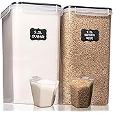 Shazo 2 PC (9.5L | 321 Oz) Extra Large Bulk Food Storage Containers with Airtight Lids for Flour, Sugar, Rice, Cereal & Pasta - Leakproof, BPA-Free Plastic Canisters for Kitchen & Pantry Organization