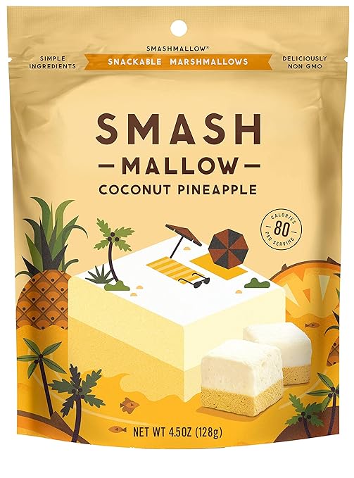 Coconut Pineapple by SMASHMALLOW | Snackable Marshmallows | Non-GMO | Organic Cane Sugar | 80 calories