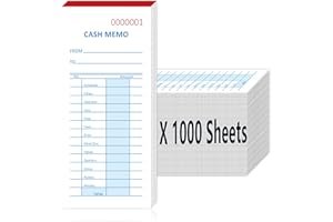 GLDTPOZK 10 Pack 1000 Sheets Cash Memo Pad 2.75 x 6.25 Inch Cash Memo Slips Petty Cash Receipt Book Coin Counting Record Shee