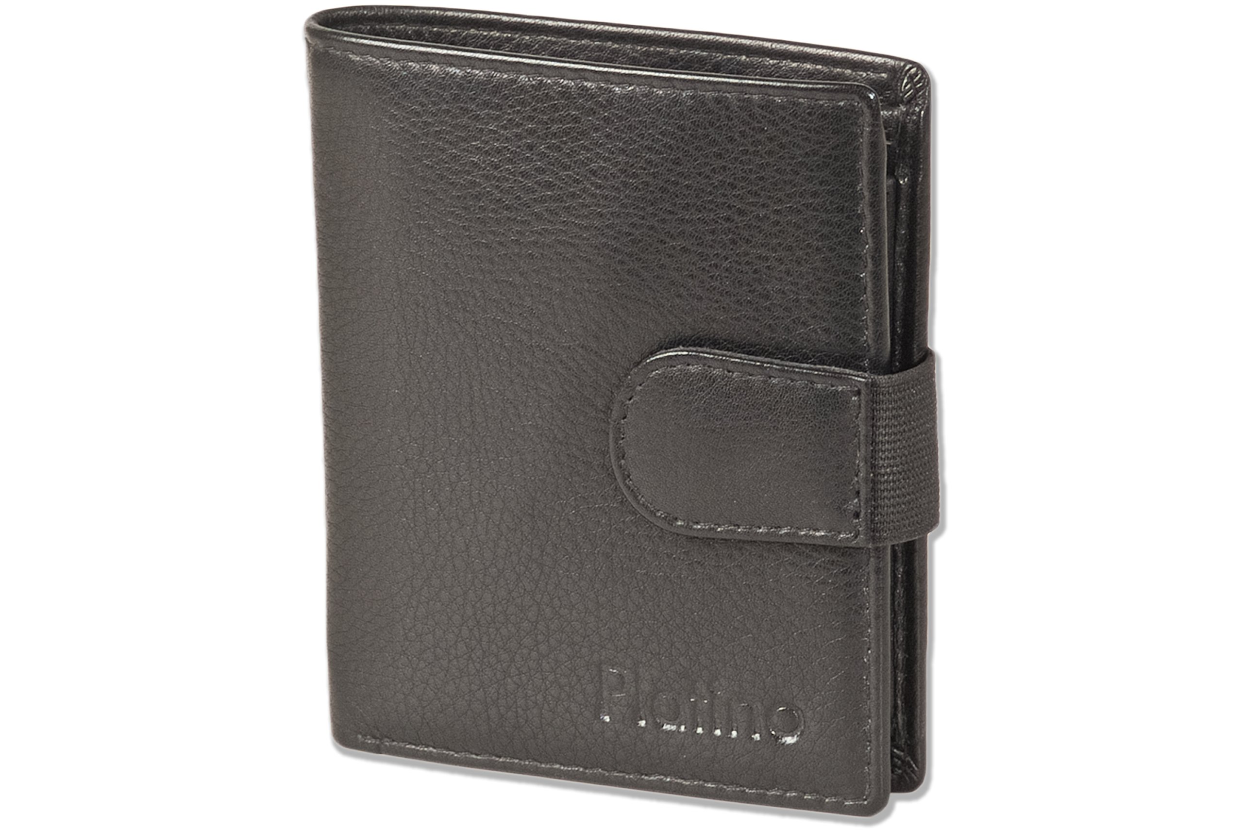 Platino Compact Small Wallet with 19 Credit Cards in Soft Cow Nappa Leather in Black, Black, L x H x T (cm) = 9.0 x 11.0 x 2.0, Coin Purse