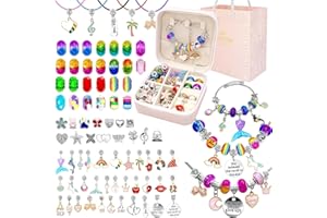 CH HAICHENG 85 Pcs Charm Bracelet Making Kit for Girls, DIY Bracelet Making Kit for Girls Unicorn Mermaid Jewelry Making Kit for Christmas, Birthday, New Year