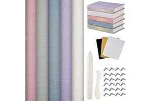 Humyoun Book Binding Cloth Kit, Includes 12''x16'' Bookcover Cloth Fabric 24 Decorative Corners 3 Iron on Vinyl Sheets Bone Folder Tools, Backing Paper,for Old Book DIY Craft Supplies(Pastel Color)