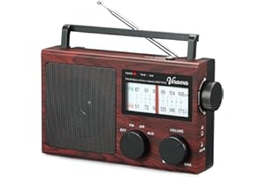 VERAVOXES Portable AM/FM Radio with Bass Control, Equipped with a Built-in high-Power Speaker, Headphone Jack, and AUX Audio 