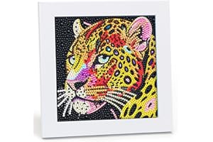 Libfx Diamond Art Kits for Kids with Frame Diamond Art for Kids Gem Arts and Crafts for Kids Ages 8 10 12 Girls Boys Birthday Gifts (Leopard)