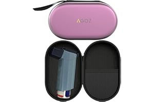 AGOZ Asthma Inhaler Case Zippered Protective Medical Pouch Cover with Wrist Strap (Purple)