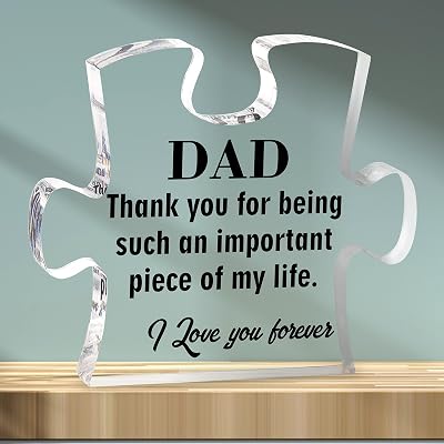 Merclix Acrylic Dad Puzzle Plaque Gift from Daughter Son Funny Father’s Day