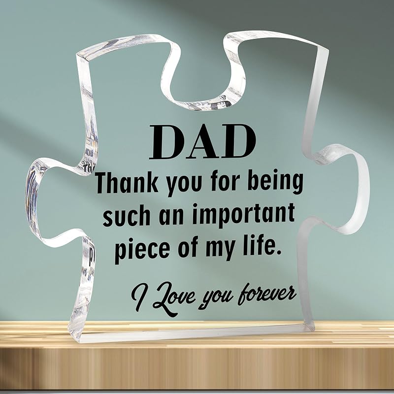 Merclix Acrylic Dad Puzzle Plaque Gift from Daughter Son Funny Father’s Day