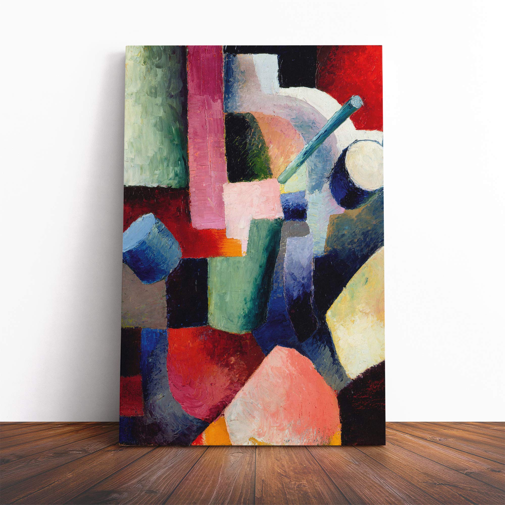 August Macke Composition Forms (2) Canvas Print | Gallery Wrapped 30mm Frame Wall Art | 20x14 inches | Ready to Hang | Contemporary Picture | Living Room Bedroom Lounge Office