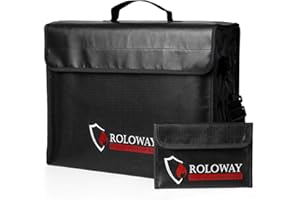 ROLOWAY Large (17 x 12 x 5.8 inches) Fireproof Bag, Water Resistant Fireproof Document Bag Safe for Money, Documents and Valuables Storage