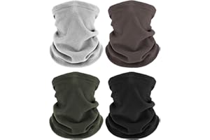 Geyoga 4 Pieces Winter Neck Warmers Fleece Gaiter Windproof Face Covering