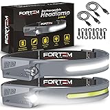 FORTEM Headlamp Rechargeable 2-Pack, 230° Wide