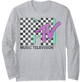 MTV Checkered Distressed Retro Logo Long Sleeve T-Shirt