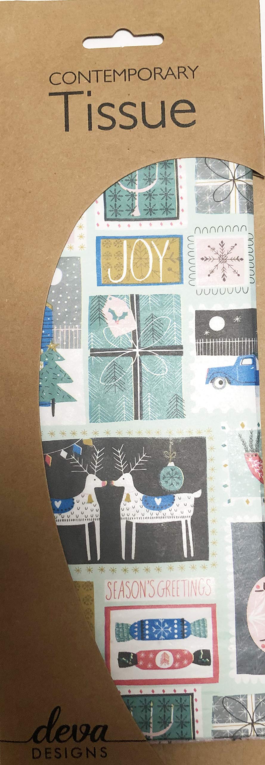 Christmas Stamps Tissue Printed Patterned Tissue Wrapping Paper Deva Designs 4 Sheets 50 x 70 cm