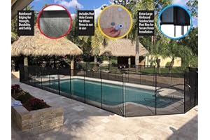 WaterWarden Pool Fence 5’ x 12’, Movable Child Safety Pool Fencing, Easy DIY Installation with Hardware Included, 5 Foot Inground Pool Mesh Fence to Protect Kids and Dogs ,Black