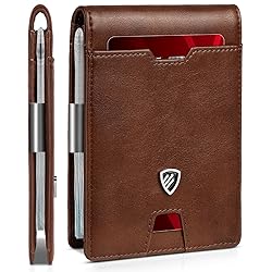RUNBOX Mens Slim Wallet with Money Clip RFID