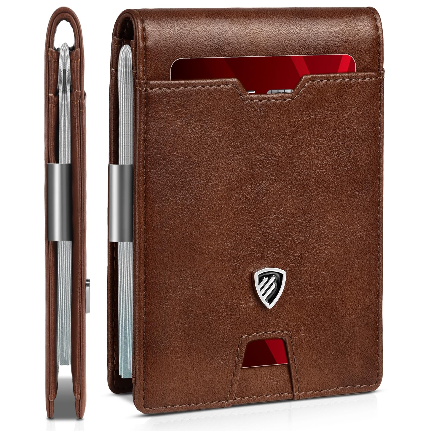 RUNBOX Mens Slim Wallet with Money Clip RFID