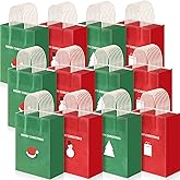 Tenceur 120 Pcs Christmas Gift Bags Bulk Christmas Party Treat Bags Xmas Kraft Paper Red & Green Gift Pouch with Handles Xmas Themed Parties Birthday Wedding Bridal Shower Party Favors