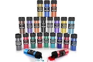CHEAPART 20 Colors Mica Powder for Epoxy Resin - 10g Each Bottle Shimmer Large Amount Pigment Powder Shimmer Cosmetic Grade Mica Powder for Soap Making, Lip Gloss, Candle Dye, Bath Bombs, Nails