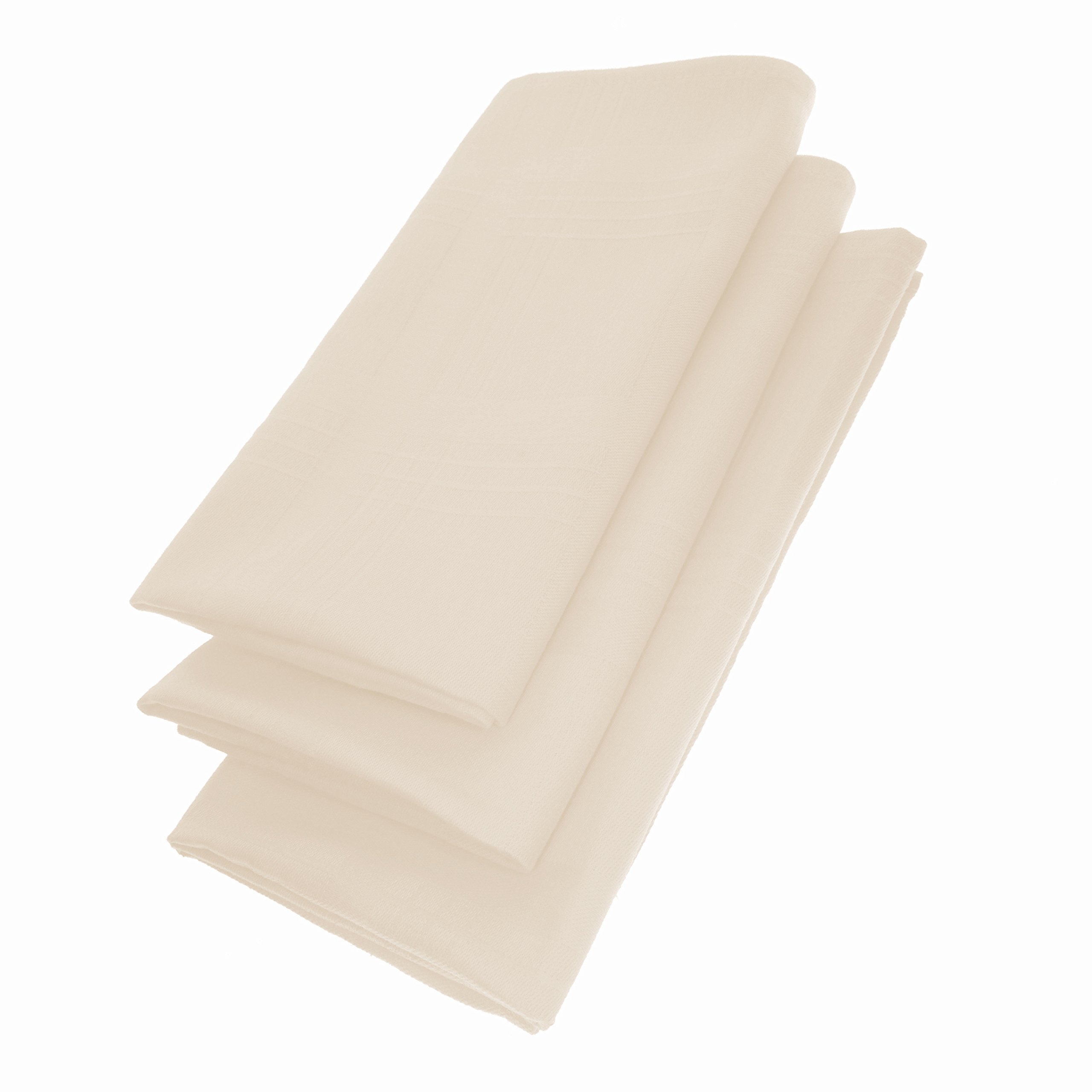 Pack of 3 Napkins, 44 cm x 44 cm Made From 100% Cotton in Beige