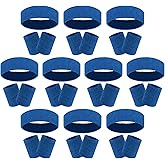 Samoyee 30 Pcs Sweatbands Wristbands Set Absorbent Terry Cloth Headbands Wristbands Neon Color Striped 80s Athletic Sweatbands for Sports Gym Exercise