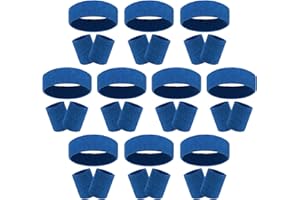 Samoyee 30 Pcs Sweatbands Wristbands Set Absorbent Terry Cloth Headbands Wristbands Neon Color Striped 80s Athletic Sweatbands for Sports Gym Exercise