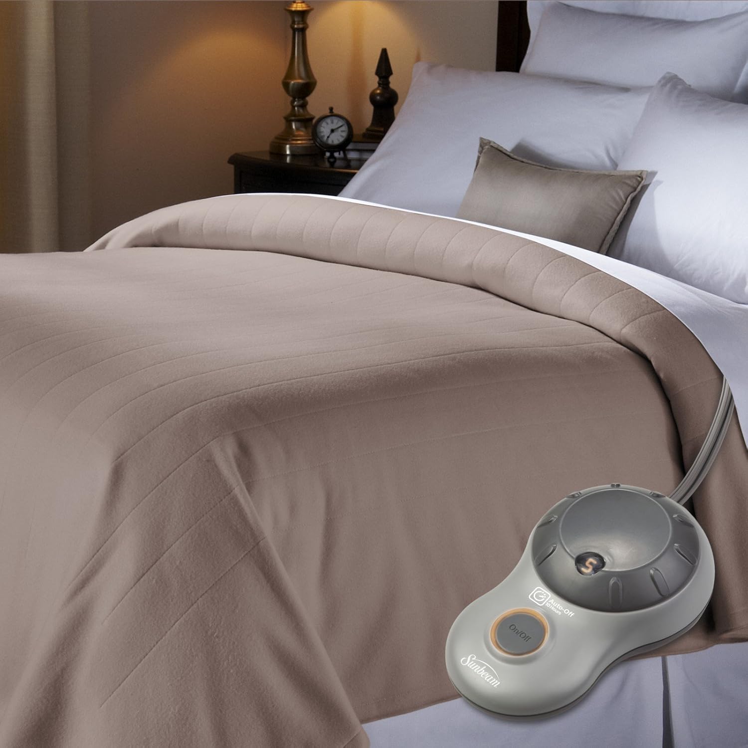 Sunbeam Heated Blanket | 10 Heat Settings, Quilted Fleece, Mushroom, Full - BSF9GFS-R772-13A00: Home & Kitchen