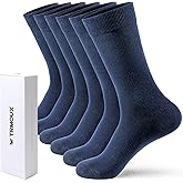 TRMOUX Men's Dress Crew Socks - Plain Colors, Lightweight Classic Cotton, Soft & Breathable Dress Socks for Men, 6-Pack