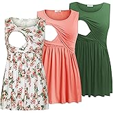 Bearsland Women's Maternity Nursing Tank Tops Sleeveless Scoop Neck Breastfeeding Shirt Pregnancy Clothes