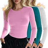 Sweetyweee 3 Pack Women's Thermal Underscrub Shirts Long Sleeve Crewneck Slim Scrub Top Fleece Basic Layer Nurse Cold Weather