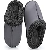 GOEWY Mens Suede Slippers with Memory Foam Indoor Outdoor House Shoes Warm Winter Slip On Slippers with Non-Slip Sole Gifts For Men Him Dad