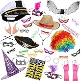 Landhoow 33 Pcs Funny Photo Booth Party Assorted Photo Booth Kit Props Costume Accessories Set, Captain Hat Funny Glasses for Wedding Props Birthday Parties Family Photos Booths Carnival Party