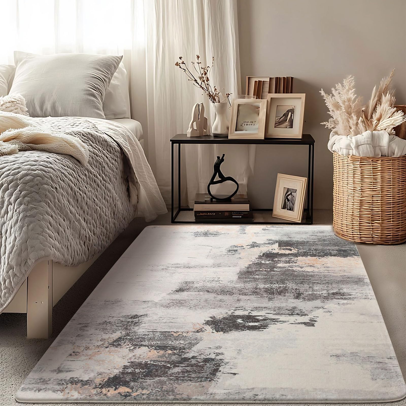Small Rugs Bedroom 80x120 Carpet Soft Memory Foam Short Pile Modern Abstract Area Rug for Living Room Floor Mat for Indoor Decor
