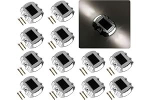 ELLUMIN Solar Deck Lights Driveway Dock Lights 12 Pack, Outdoor LED Solar Powered Waterproof Warning Step Lights for Driveway Sidewalk Pathway Yard Garden (12 Pack, Bright White)