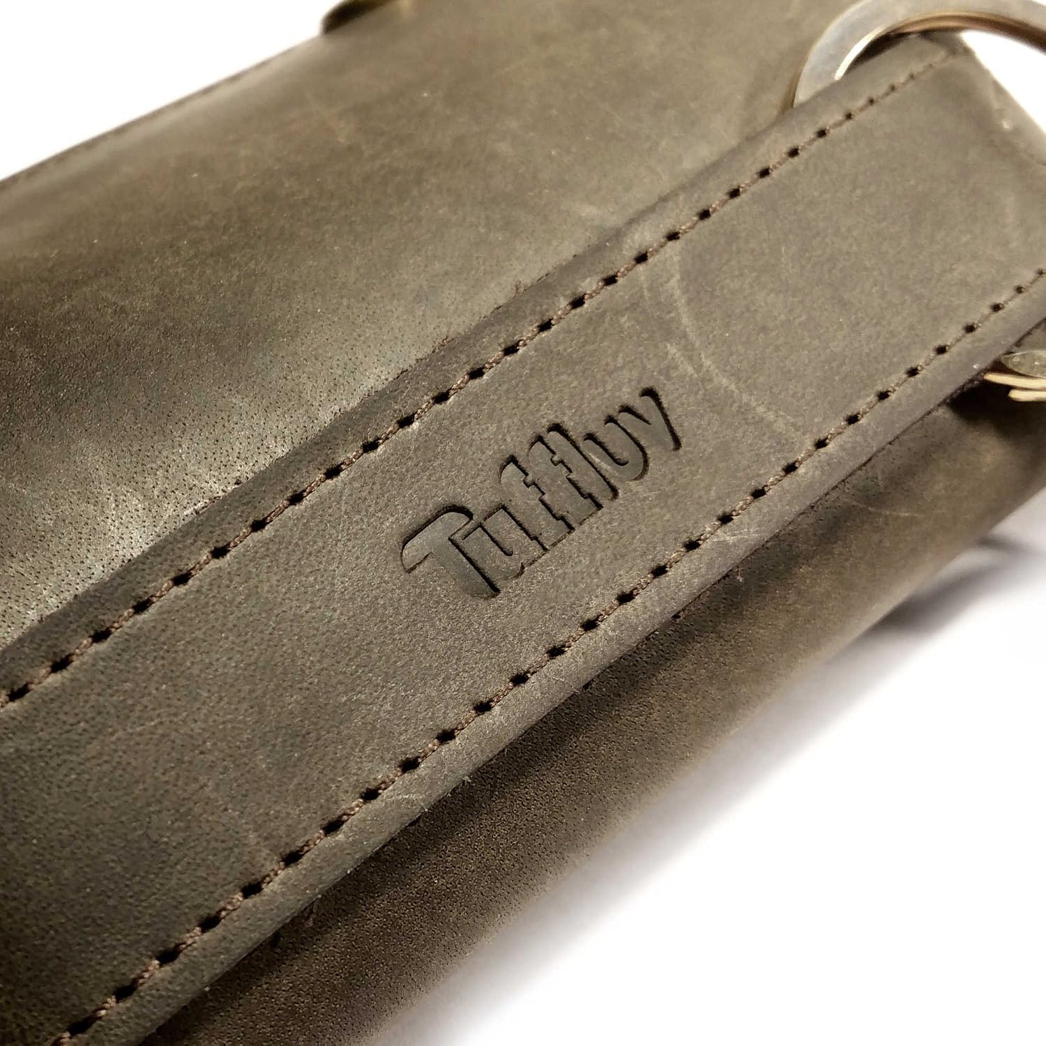 TUFF LUV Rustic Leather Standard Harmonica Case - Belt Loop, Brown, Standard Harmonica Size - Image 4